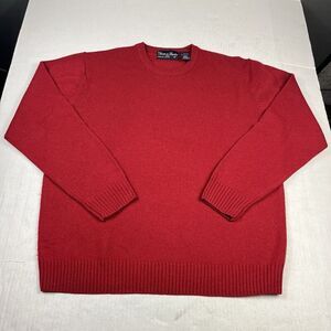 Oliver & Burke Company Mens Lambswool Sweater Red Crew Neck Classic LARGE FLAW